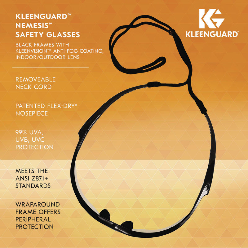 KleenGuard™ Nemesis Safety Glasses, Black Frame, Indoor/Outdoor Lens (ANS25685) Each