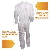 KleenGuard™ KGA35 Liquid and Particle Protection Coveralls, Elastic Wrist and Ankles, Large, White, 25/Carton (ANS38927) Case of 25
