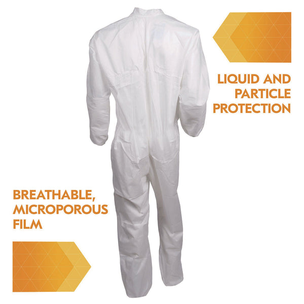 KleenGuard™ KGA35 Liquid and Particle Protection Coveralls, Elastic Wrist and Ankles, Large, White, 25/Carton (ANS38927) Case of 25