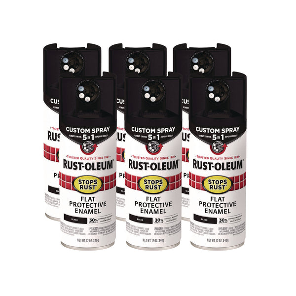 Rust-Oleum® Stops Rust 5-in-1 Spray Paint, Flat Black, 12 oz Aerosol Can, 6/Carton (RST376855) Case of 6