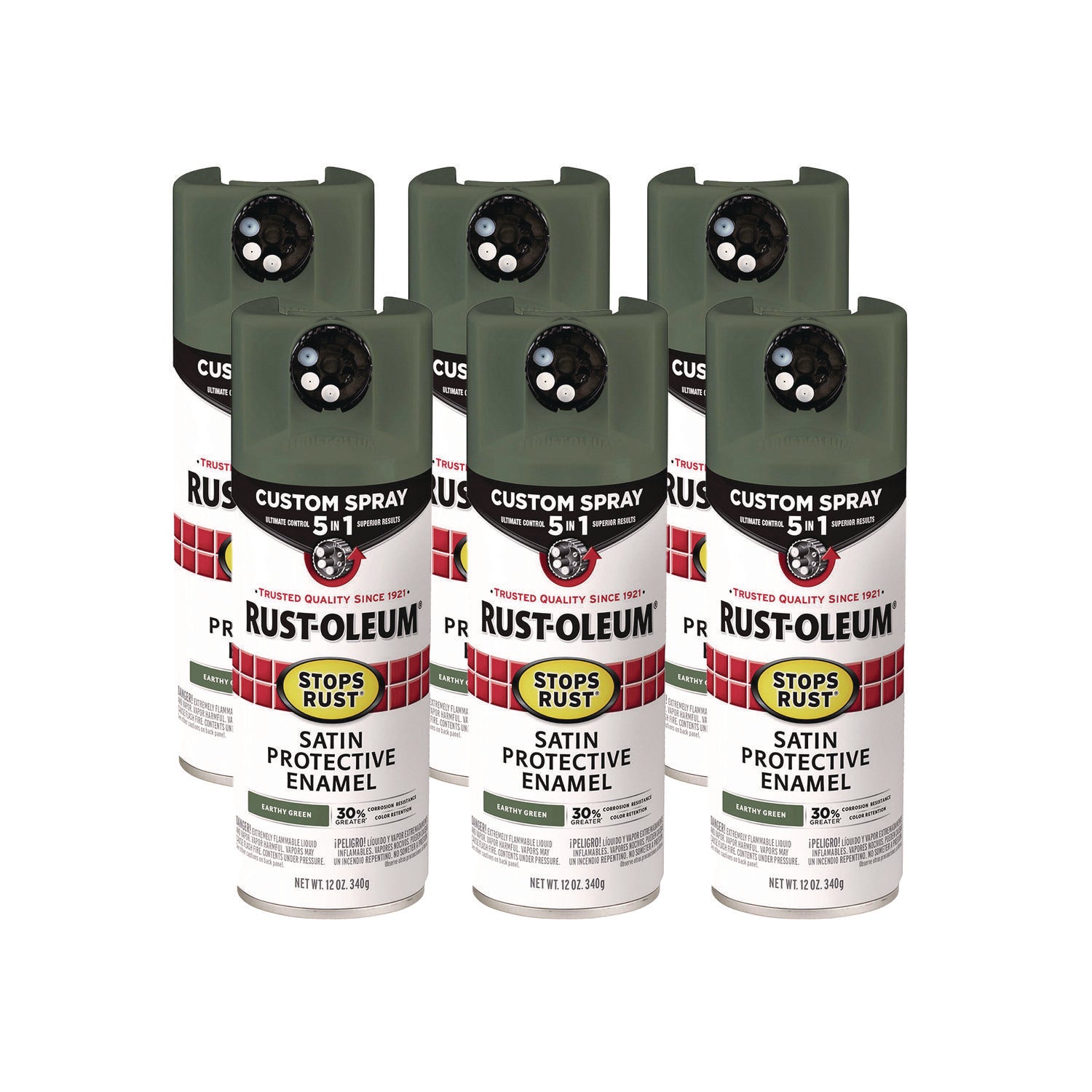 Earthy Rust Rust-Oleum® Stops Rust 5-in-1 Spray Paint, Satin Earthy Green, 12 oz A ...