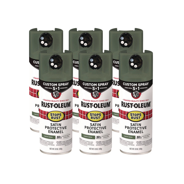 Rust-Oleum® Stops Rust 5-in-1 Spray Paint, Satin Earthy Green, 12 oz Aerosol Can, 6/Carton (RST383421) Case of 6
