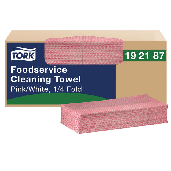 Tork® Foodservice Cleaning Towel, 1-Ply, 6 x 10.75, Pink, 200/Carton (TRK192187)