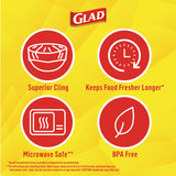 Glad Cling'N Seal Plastic Food Wrap, 12" x 33.3 yd, 100 sq ft Roll, 16 Rolls/Carton (CLO60684) Case of 16