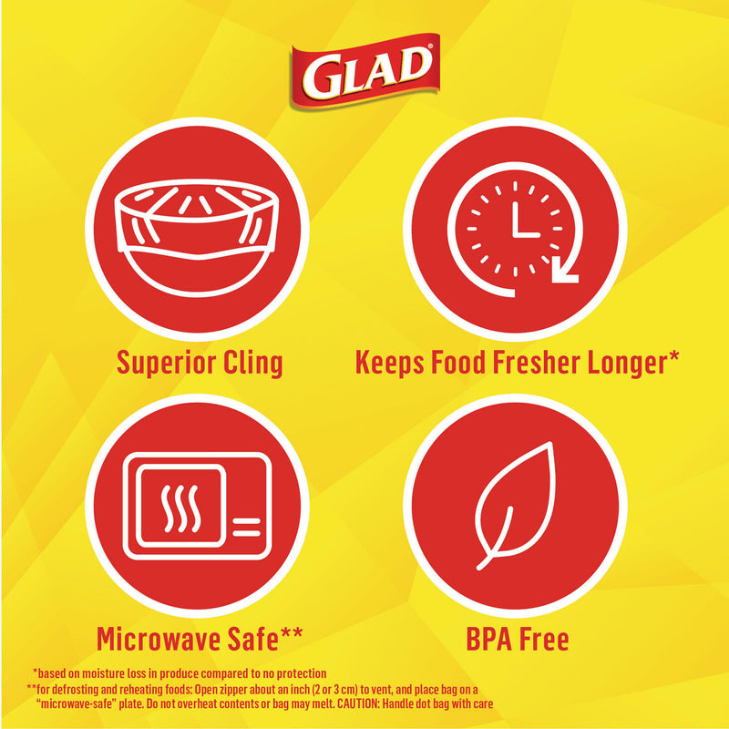 Glad Cling'N Seal Plastic Food Wrap, 12" x 33.3 yd, 100 sq ft Roll, 16 Rolls/Carton (CLO60684) Case of 16