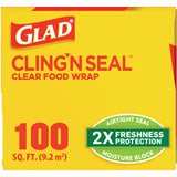 Glad Cling'N Seal Plastic Food Wrap, 12" x 33.3 yd, 100 sq ft Roll, 16 Rolls/Carton (CLO60684) Case of 16