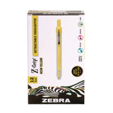 Zebra® Z-Grip Retractable Highlighter Markers, Neon Yellow Ink, Chisel Tip, Neon Yellow Barrel, Dozen (ZEB71250) 1 Dozen