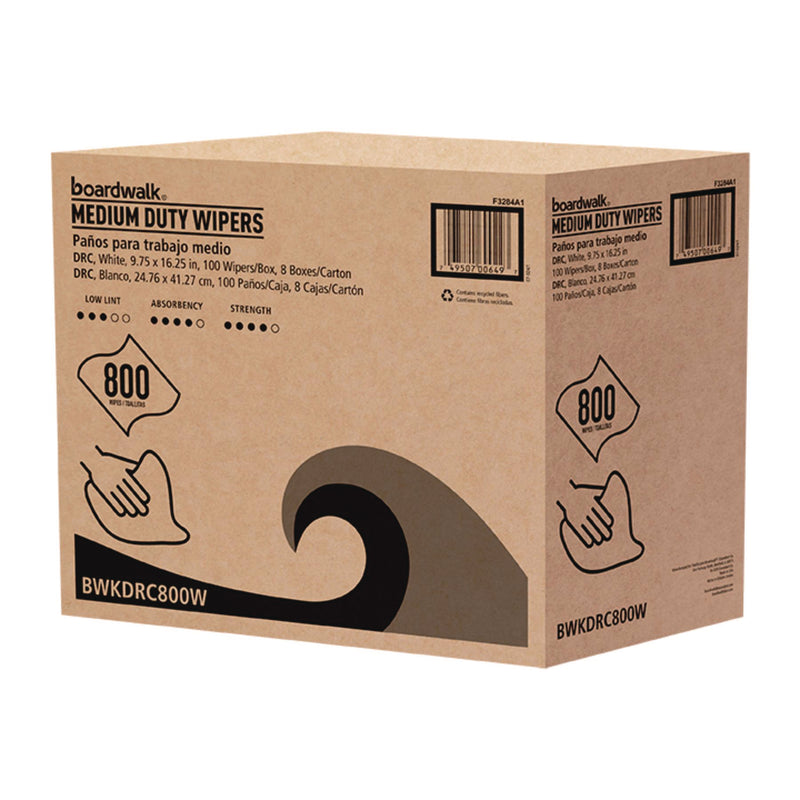 Boardwalk® DRC Wipers, 1-Ply, 9.75 x 16.25, White, 100/Box, 8 Boxes/Carton (BWKDRC800W) Case of 8