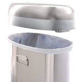 HLS Commercial® Open Top Trash Can with Wheels, Oval, 13 gal, Plastic/Stainless Steel, Silver (HLMHLS13STVM) Each