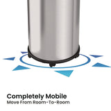 HLS Commercial® Open Top Trash Can with Wheels, Round, 16 gal, Plastic/Stainless Steel, Silver (HLMHLS16STRM) Each