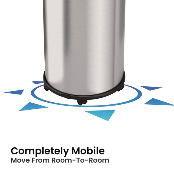 HLS Commercial® Open Top Trash Can with Wheels, Round, 16 gal, Plastic/Stainless Steel, Silver (HLMHLS16STRM) Each