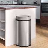 HLS Commercial® Sensor Trash Can, Half-Round Cylinder, 13 gal, Plastic/Stainless Steel, Silver (HLMHLS13HX) Each