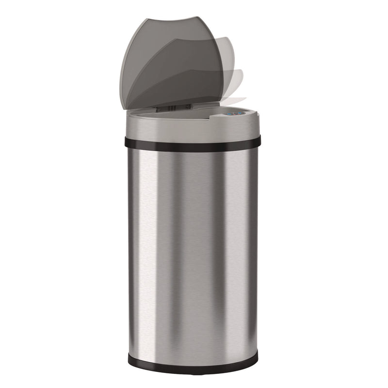 HLS Commercial® Sensor Trash Can, Half-Round Cylinder, 13 gal, Plastic/Stainless Steel, Silver (HLMHLS13HX) Each