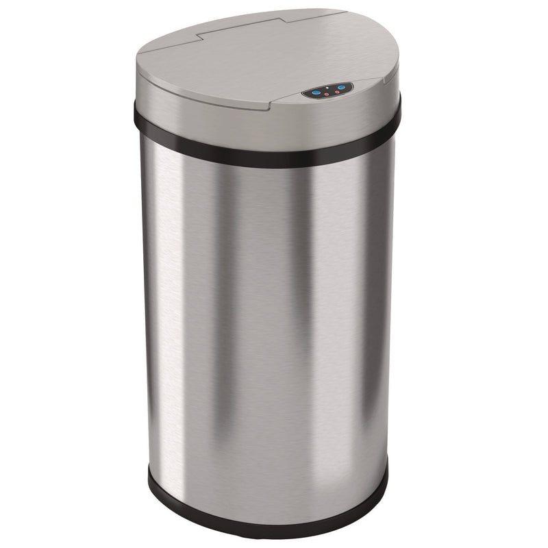 HLS Commercial® Sensor Trash Can, Half-Round Cylinder, 13 gal, Plastic/Stainless Steel, Silver (HLMHLS13HX) Each