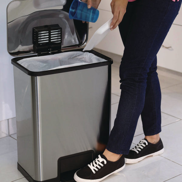 HLS Commercial® Step Pedal Trash Can with AirStep Technology, 13 gal, Plastic/Stainless Steel, Silver (HLMHLS13SS) Each