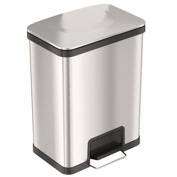 HLS Commercial® Step Pedal Trash Can with AirStep Technology, 13 gal, Plastic/Stainless Steel, Silver (HLMHLS13SS) Each