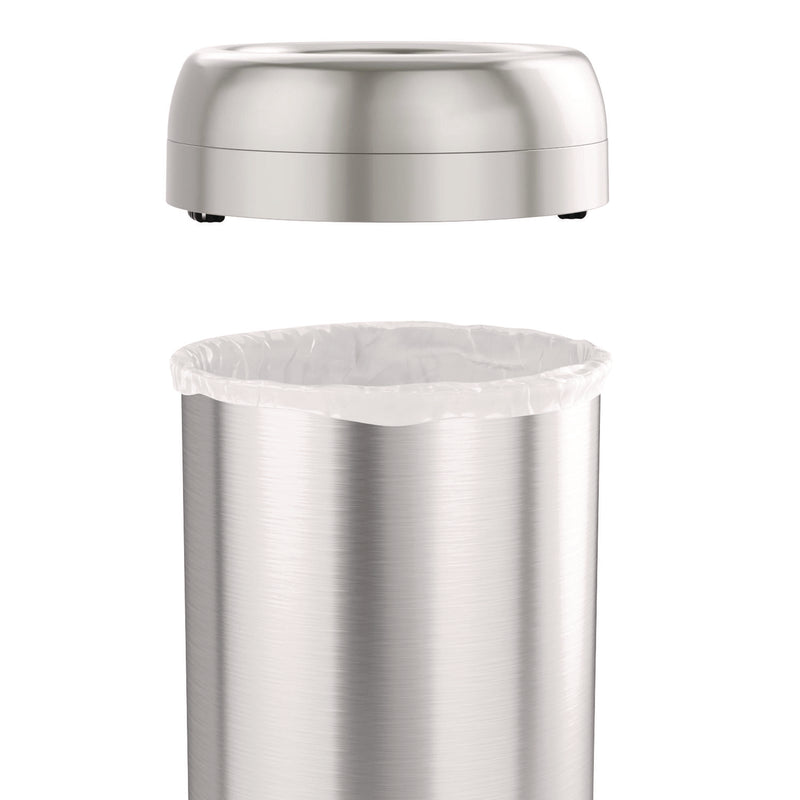 HLS Commercial® Open Top Trash Can with Wheels, Round, 13 gal, Plastic/Stainless Steel, Silver (HLMHLS13STRM) Each