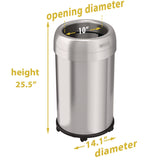 HLS Commercial® Open Top Trash Can with Wheels, Round, 13 gal, Plastic/Stainless Steel, Silver (HLMHLS13STRM) Each
