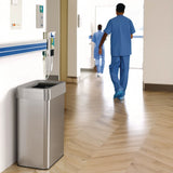 HLS Commercial® Open Top Trash Can, Rectangular, 16 gal, Plastic/Stainless Steel, Silver (HLMHLS16UOT) Each