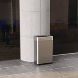 HLS Commercial® Open Top Trash Can with Wheels, Rectangular, 16 gal, Plastic/Stainless Steel, Silver (HLMHLS16UOTM) Each