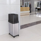 HLS Commercial® Dual Push Door Trash Can, 18 gal, Stainless Steel, Silver/Black (HLMHLS18DPO) Each