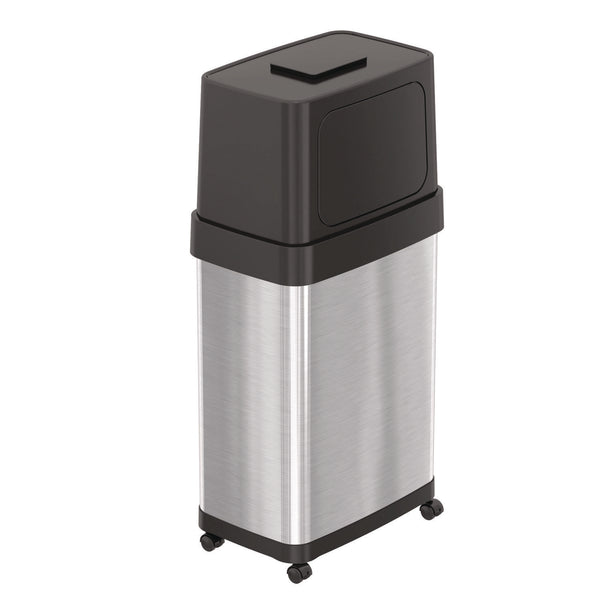 HLS Commercial® Dual Push Door Trash Can, 18 gal, Stainless Steel, Silver/Black (HLMHLS18DPO) Each