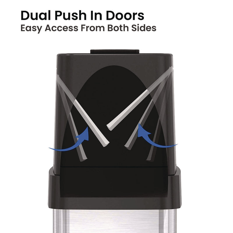 HLS Commercial® Dual Push Door Trash Can, 18 gal, Stainless Steel, Silver/Black (HLMHLS18DPO) Each