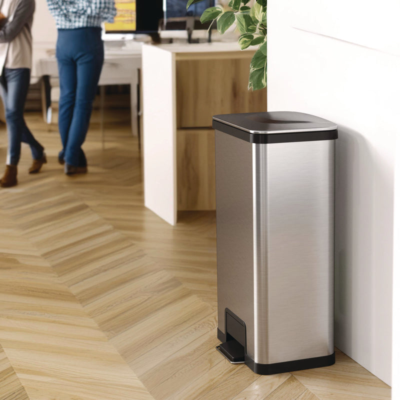 HLS Commercial® Step Pedal Trash Can with AirStep Technology, 18 gal, Stainless Steel, Silver (HLMHLS18SS) Each