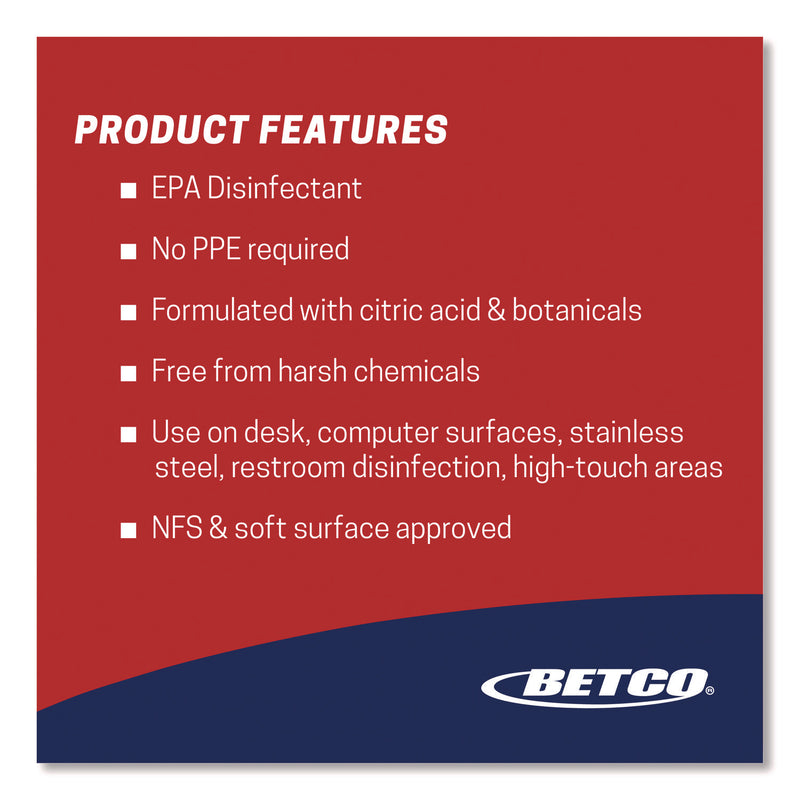 Betco Disinfectant/Cleaner, Trigger Spray, RTU, 32 oz, 12/CT (BET3111200) Case of 12