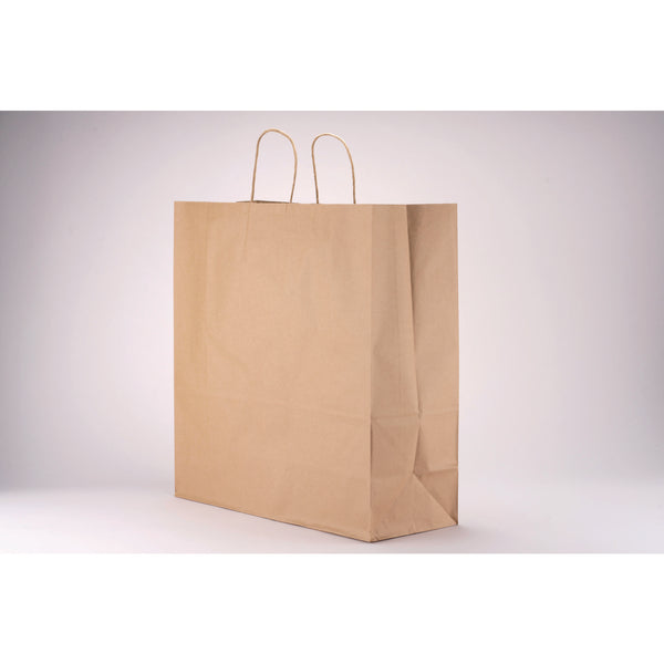 Kari-Out® Kraft Paper Bags, Natural Twisted-Paper Handles, 18" x 7" x 18.5", Brown Kraft, 200/Bundle (KOT1200180) 1 BD