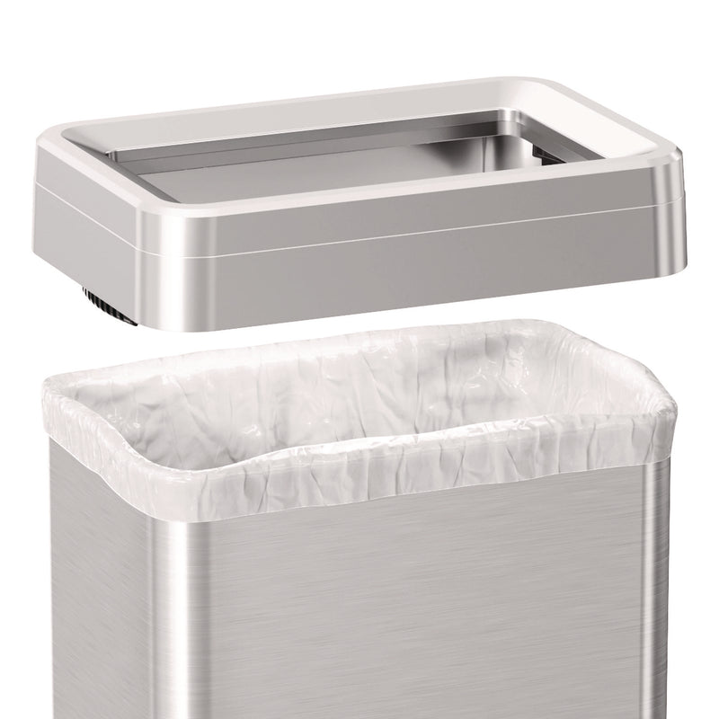 HLS Commercial® Open Top Trash Can with Wheels, 21 gal, Plastic/Stainless Steel, Silver (HLMHLS21UOTM) Each