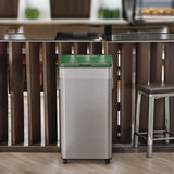 HLS Commercial® Open Top Compost Bin with Wheels and Color-Coded Lid, 21 gal, Plastic/Stainless Steel, Silver/Green (HLMHLS21UOTMCOP) Each