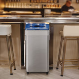 HLS Commercial® Open Top Recycling Bin with Wheels and Color-Coded Lid, 21 gal, Plastic/Stainless Steel, Silver/Blue (HLMHLS21UOTMREC) Each