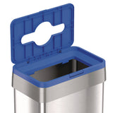 HLS Commercial® Open Top Recycling Bin with Wheels and Color-Coded Lid, 21 gal, Plastic/Stainless Steel, Silver/Blue (HLMHLS21UOTMREC) Each