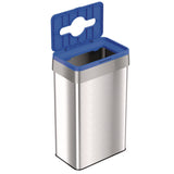 HLS Commercial® Open Top Recycle Bin with Color-Coded Lid, 21 gal, Plastic/Stainless Steel, Silver/Blue (HLMHLS21UOTREC) Each