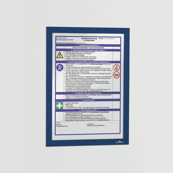 Durable® Infoframe DURAFRAME Self Adhesive Double Sided Sign Holder, 9.5 x 12, Dark Blue Frame, 2/Pack (DBL476807) Pack of 2