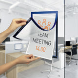 Durable® Infoframe DURAFRAME Self Adhesive Double Sided Sign Holder, 9.5 x 12, Dark Blue Frame, 2/Pack (DBL476807) Pack of 2