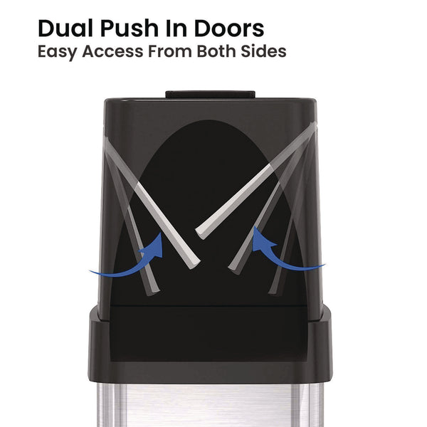 HLS Commercial® Dual Push Door Trash Can, 24 gal, Stainless Steel, Silver/Black (HLMHLS24DPO) Each