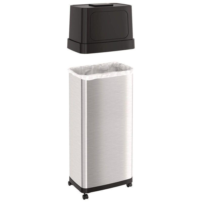 HLS Commercial® Dual Push Door Trash Can, 24 gal, Stainless Steel, Silver/Black (HLMHLS24DPO) Each