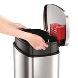 HLS Commercial® Step Pedal Trash Can, 13 gal, Plastic/Stainless Steel, Silver (HLMHLSS13R) Each
