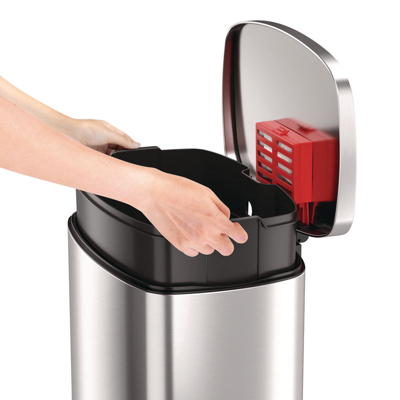 HLS Commercial® Step Pedal Trash Can, 13 gal, Plastic/Stainless Steel, Silver (HLMHLSS13R) Each