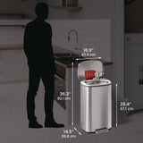 HLS Commercial® Step Pedal Trash Can, 13 gal, Plastic/Stainless Steel, Silver (HLMHLSS13R) Each