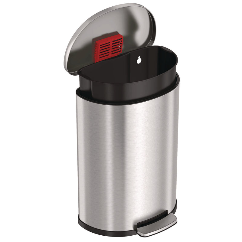HLS Commercial® Fire-Resistant Step Pedal Trash Can, 13 gal, Plastic/Stainless Steel, Silver (HLMHLSS13DFR) Each