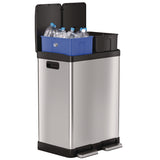 HLS Commercial® Step Pedal Trash Can and Recycle Bin, 16 gal, Plastic/Stainless Steel, Silver (HLMHLSS16R) Each