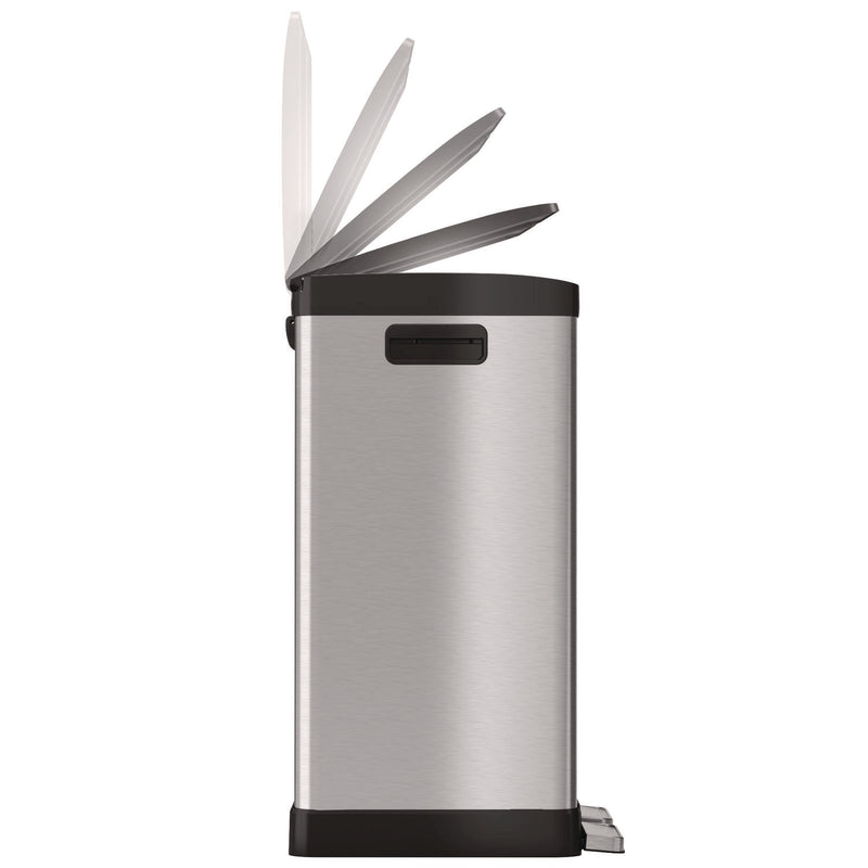 HLS Commercial® Step Pedal Trash Can and Recycle Bin, 16 gal, Plastic/Stainless Steel, Silver (HLMHLSS16R) Each
