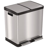HLS Commercial® Step Pedal Trash Can and Recycle Bin, 16 gal, Plastic/Stainless Steel, Silver (HLMHLSS16R) Each