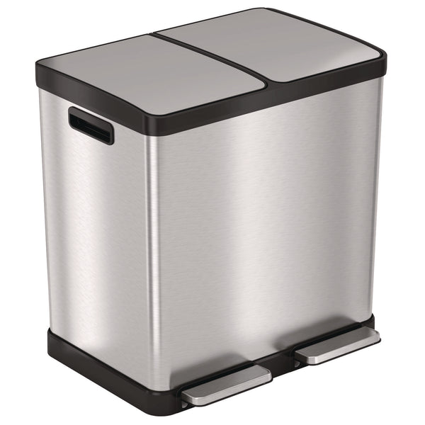 HLS Commercial® Step Pedal Trash Can and Recycle Bin, 16 gal, Plastic/Stainless Steel, Silver (HLMHLSS16R) Each