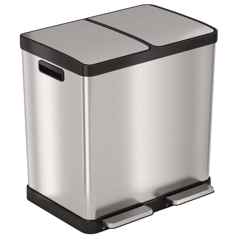 HLS Commercial® Step Pedal Trash Can and Recycle Bin, 16 gal, Plastic/Stainless Steel, Silver (HLMHLSS16R) Each