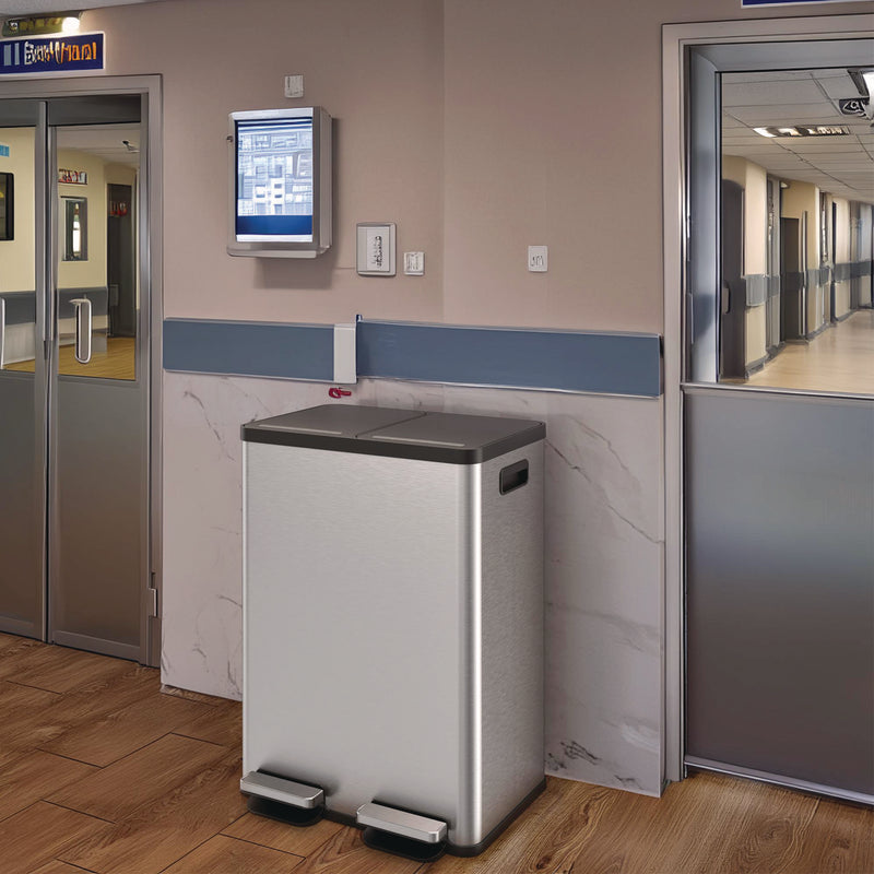 HLS Commercial® Fire-Resistant Step Pedal Trash Can and Recycle Bin, 16 gal, Plastic/Stainless Steel, Silver (HLMHLSS16RFR) Each