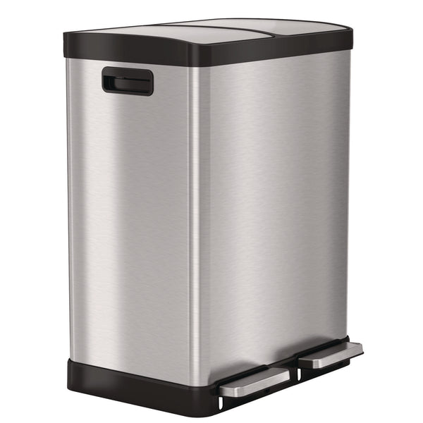 HLS Commercial® Fire-Resistant Step Pedal Trash Can and Recycle Bin, 16 gal, Plastic/Stainless Steel, Silver (HLMHLSS16RFR) Each
